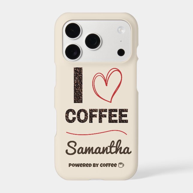 Personalized Coffee Lover Name Coffee Bean Art iPhone Case (Back)