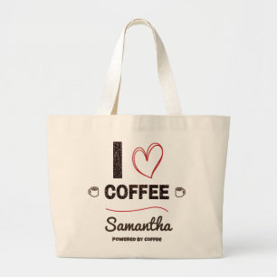 Personalized Coffee Lover Name Design Large Tote Bag