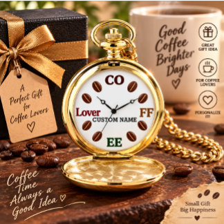 Personalized Coffee Lover Pocket Watch Gift