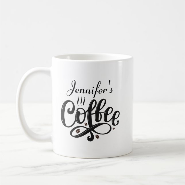 Personalized Coffee Mug, Custom Bistro Cup, Engrav Coffee Mug (Left)
