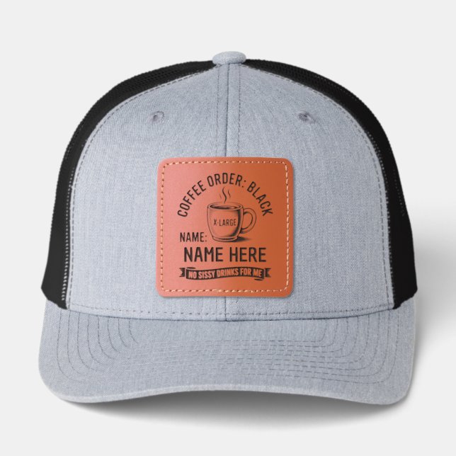 Personalized Coffee Mug Humor Fathers Day Gift  Leather Patch Hat (Front)