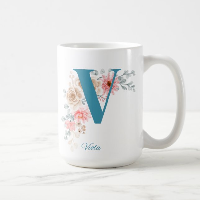 Personalized Coffee Mug Letter V (Right)