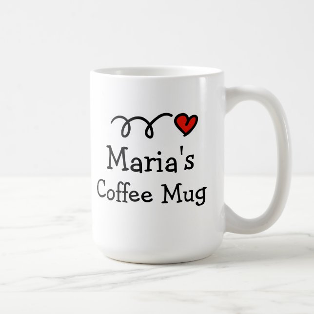 Personalized coffee mug with custom name and heart (Right)