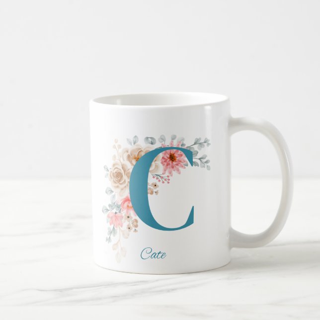 Personalized Coffee Mug with Name & Alphabet C (Right)