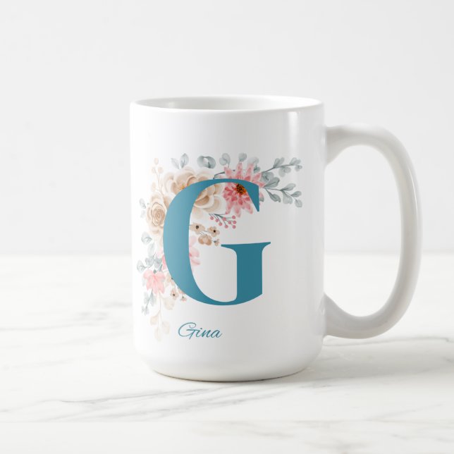 Personalized Coffee Mug with Name & Alphabet G (Right)