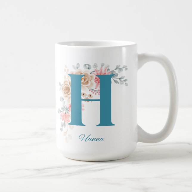 Personalized Coffee Mug with Name & Alphabet H (Right)