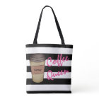 Personalized Coffee Queen Striped Tote