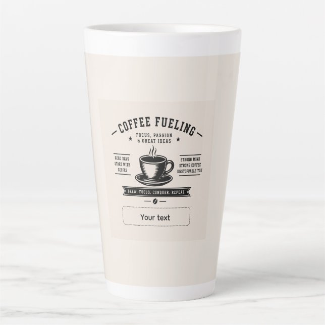 Personalized Coffee Quote Design – Custom Name Latte Mug (Front)