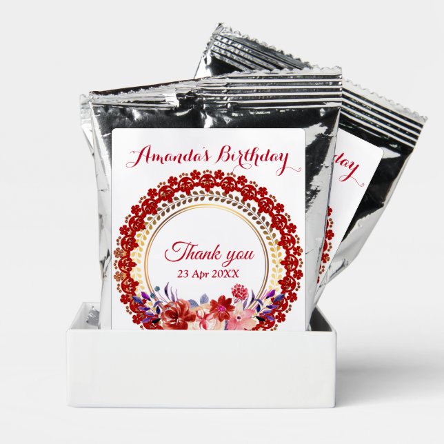 Personalized Coffee Rustic Rose Gold Floral Wreath Drink Mix (Pair)