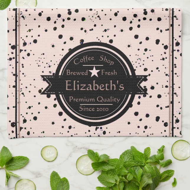 Personalized coffee shop logo  kitchen towel (Folded)