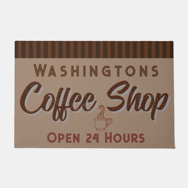 Personalized Coffee Shop Sign Doormat  (Front)