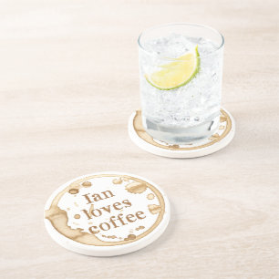 Personalized Coffee Stains Grunge Text Fun Coaster