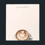 Personalized Coffee-Themed Notepad with Latte<br><div class="desc">Stay organized and add a touch of coffee-inspired charm to your daily notes with our Personalized Coffee-Themed Notepad. Featuring a delightful watercolor illustration of a latte with heart-shaped foam, this notepad is perfect for coffee enthusiasts. Customize it with your name or a personalized greeting to make it uniquely yours. Crafted...</div>