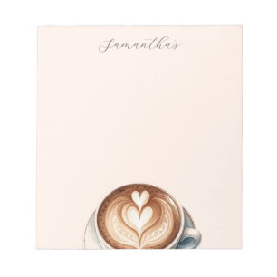 Personalized Coffee-Themed Notepad with Latte