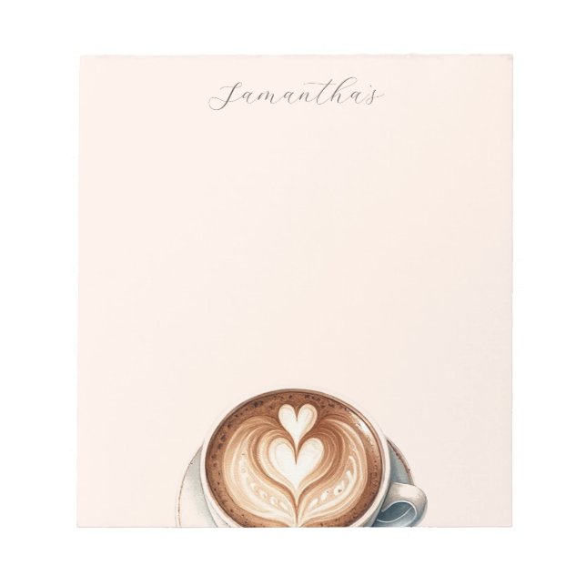 Personalized Coffee-Themed Notepad with Latte (Front)