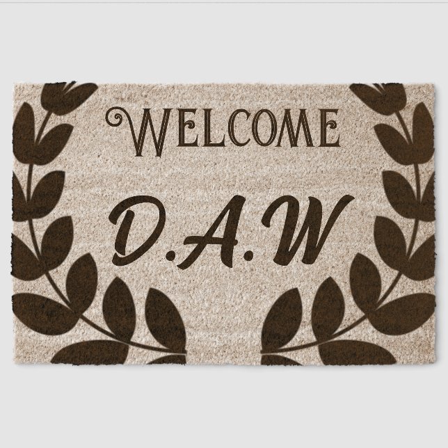 Personalized Coir Door Mat With Initials  (Front)