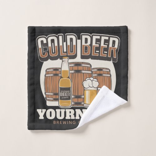Personalized Cold Beer Oak Barrel Brewery Brewing Bath Towel Set