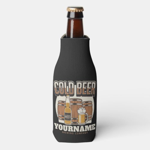 Personalized Cold Beer Oak Barrel Brewery Brewing  Bottle Cooler