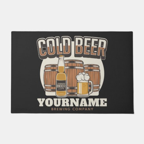 Personalized Cold Beer Oak Barrel Brewery Brewing Doormat