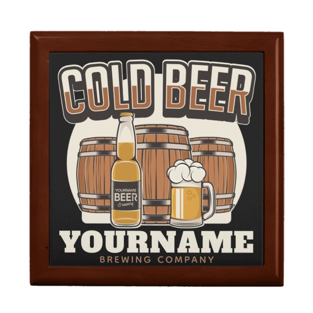 Personalized Cold Beer Oak Barrel Brewery Brewing  Gift Box (Front)