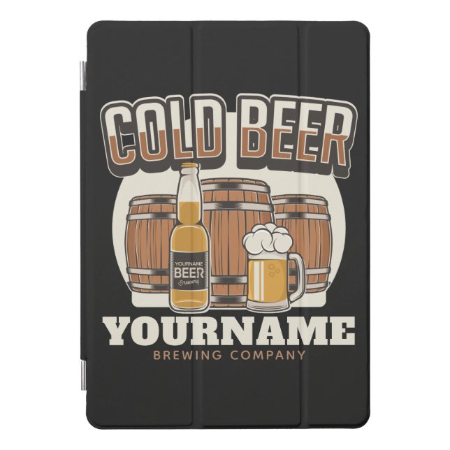Personalized Cold Beer Oak Barrel Brewery Brewing iPad Pro Cover (Front)