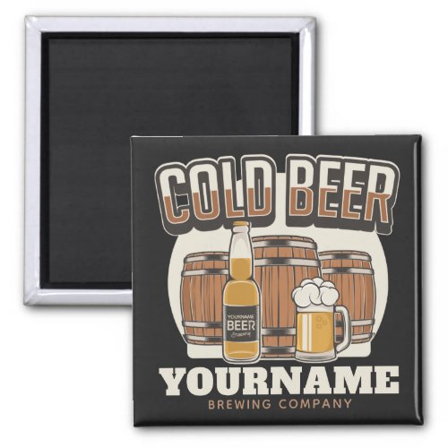 Personalized Cold Beer Oak Barrel Brewery Brewing  Magnet