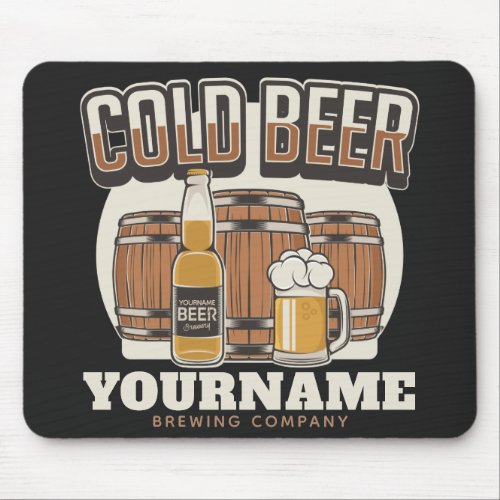 Personalized Cold Beer Oak Barrel Brewery Brewing  Mouse Pad