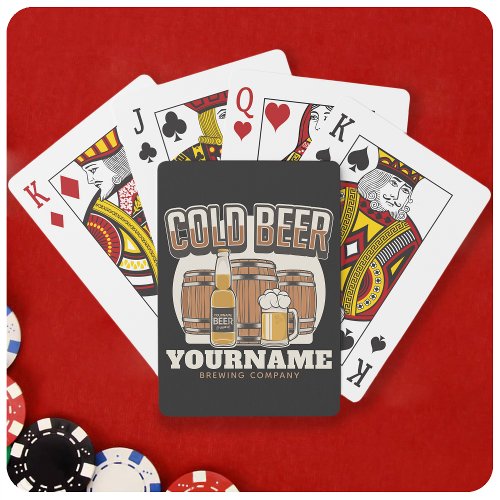 Personalized Cold Beer Oak Barrel Brewery Brewing Poker Cards