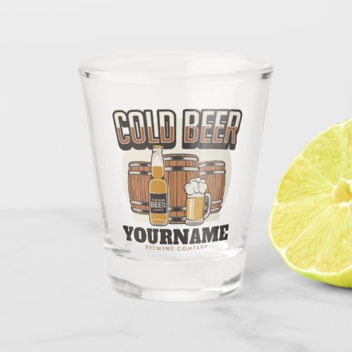 Personalized Cold Beer Oak Barrel Brewery Brewing  Shot Glass