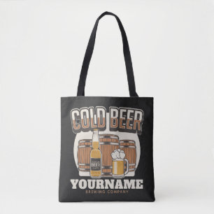 Personalized Cold Beer Oak Barrel Brewery Brewing Tote Bag