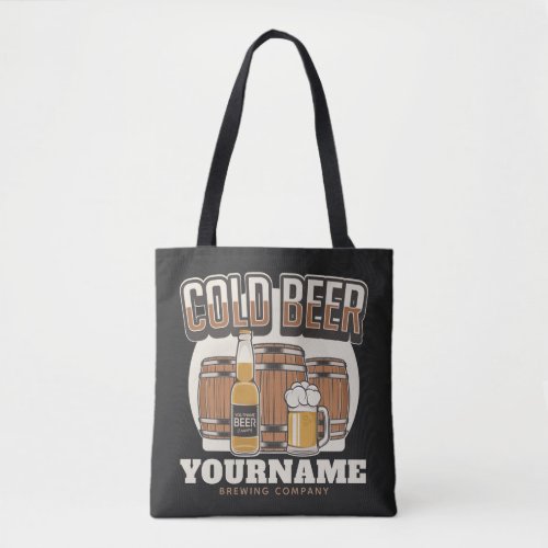 Personalized Cold Beer Oak Barrel Brewery Brewing  Tote Bag