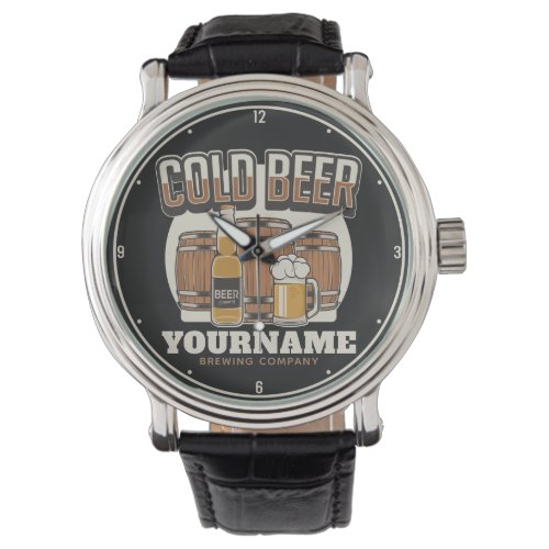 Personalized Cold Beer Oak Barrel Brewery Brewing Watch