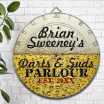 Personalized Cold Brew Dartboard With Darts<br><div class="desc">Funny custom beer bubbles and suds dartboard for your family room or game room!</div>