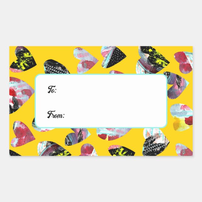 Personalized Collage Hearts Rectangular Sticker (Front)