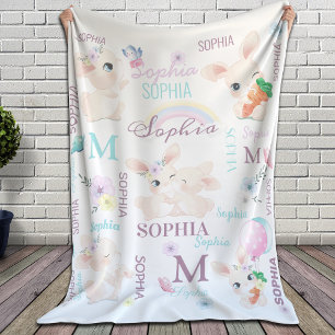 Personalized Collage Name Bunnies Sherpa Blanket