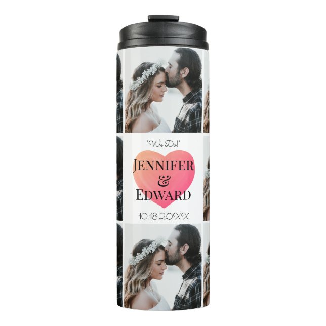 Personalized Collage Wedding Photos Thermal Tumbler (Front)