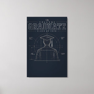 Personalized College Blueprint Graduate 2026 Canvas Print