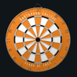 Personalized College Class of 20XX | Orange Dart Board<br><div class="desc">Customize this with your own text and colors! Example shown has the top text "Dartboard College" and bottom text "Class of 20XX" with a orange, gray, black, and white color palette. This makes a great gift for college students or a graduation gift for a new grad! If you need help...</div>