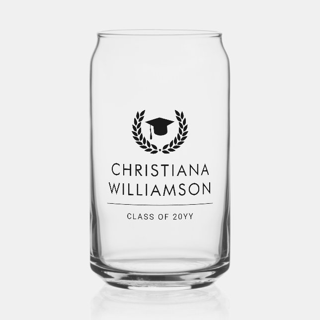 Personalized College Graduation Elegant Can Glass (Front)