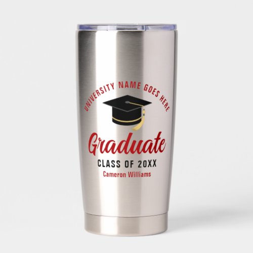 Personalized College Graduation Red Graduate Name Insulated Tumbler