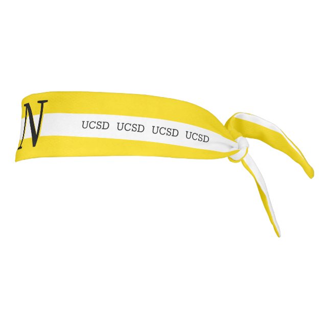 Personalized Collegiate Pride Black, White & Gold Tie Headband (Rotate 90)