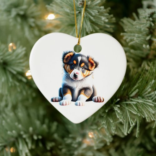 Personalized Collie Puppy Ceramic Ornament