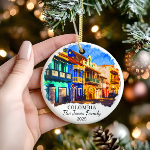 Personalized Colombia Ornament, South America Gift Ceramic Ornament