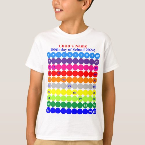 Personalized Color 100th Day of School Kids Shirt