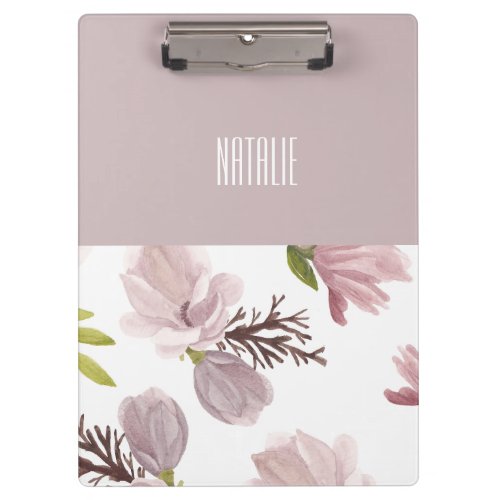 Personalized color and pattern cute floral pink clipboard