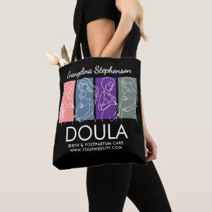 Personalized Color Block Line Art DOULA Tote Bag