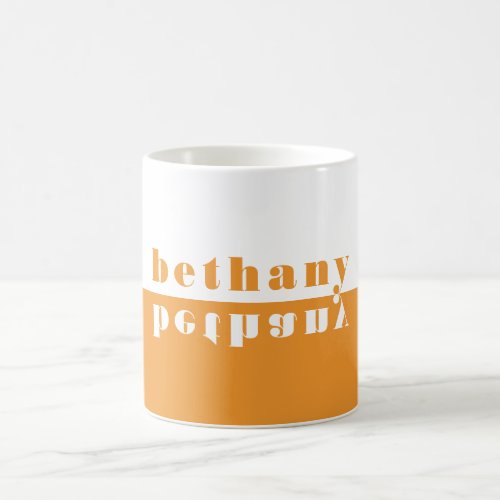 Personalized Color Block Mirror Typography Orange Coffee Mug