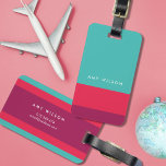 Personalized Color Block Turquoise Pink Purple Luggage Tag<br><div class="desc">Modern and stylish color block luggage tag in turquoise, pink and purple. Personalize this tag with your information and for more options such as to change the font and it's size click the "Customize it" button. *Please note that the Zazzle Watermark that appears in the zoom preview will not appear...</div>