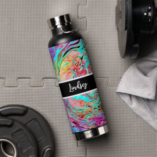 Personalized Color Burst Fluid Art   Water Bottle