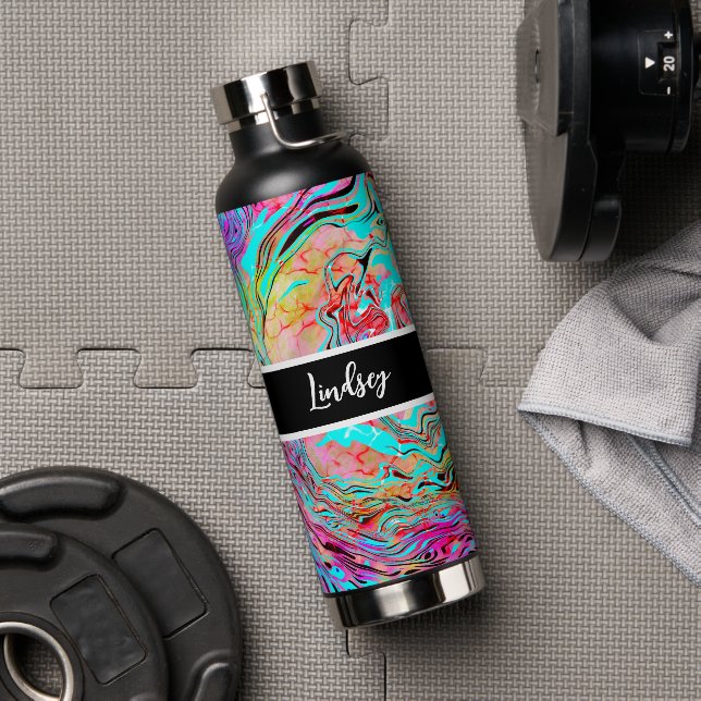 Personalized Color Burst Fluid Art   Water Bottle (Gym)